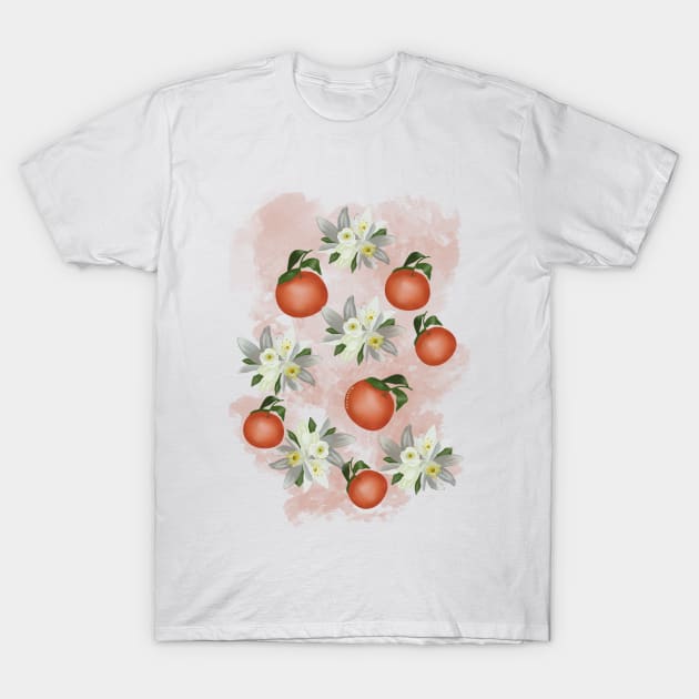 Citrus fruits and flowers pattern T-Shirt by JuliaArtPaint